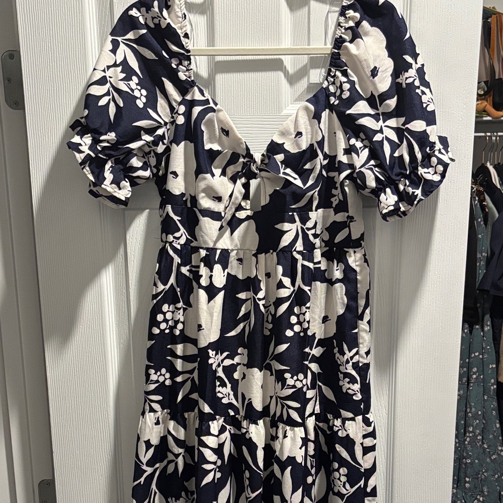 Trixxi Navy and Cream Floral Maxi Dress